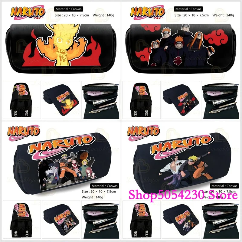 Canvas Naruto Anime Federmäppchen, Unisex Cartoon Stiftetui, Leichte Schreibwaren-Tasche für Schüler, Urlaubs- und Alltagsgeschenk für Kinder