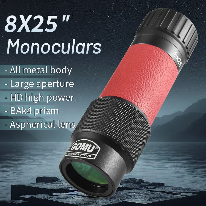 8x25 High Power Portable Monocular Telescope for Adults Compact Hand Telescope as Vision Aid for Guidepost Menu Monoscope Camp