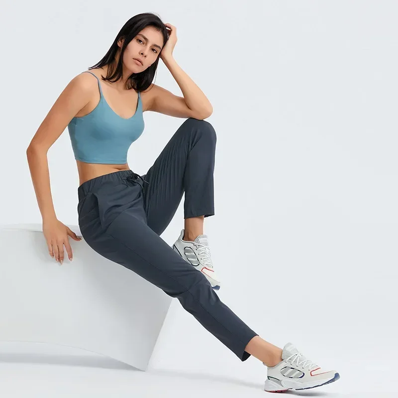 MRMT 2025 tout nouveau pantalon de Yoga ample à jambes droites, drapé à la taille avec cordon de serrage, pantalon élastique de sport et de loisirs à neuf points pour femmes