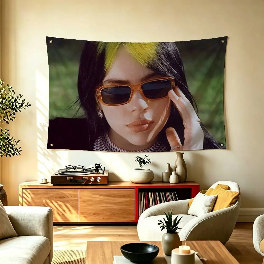 Alternative Pop Singers Billie Eilish  Flags Wall Hanging Tapestry Outdoor Garage Room Decorative flag Background Blanket
