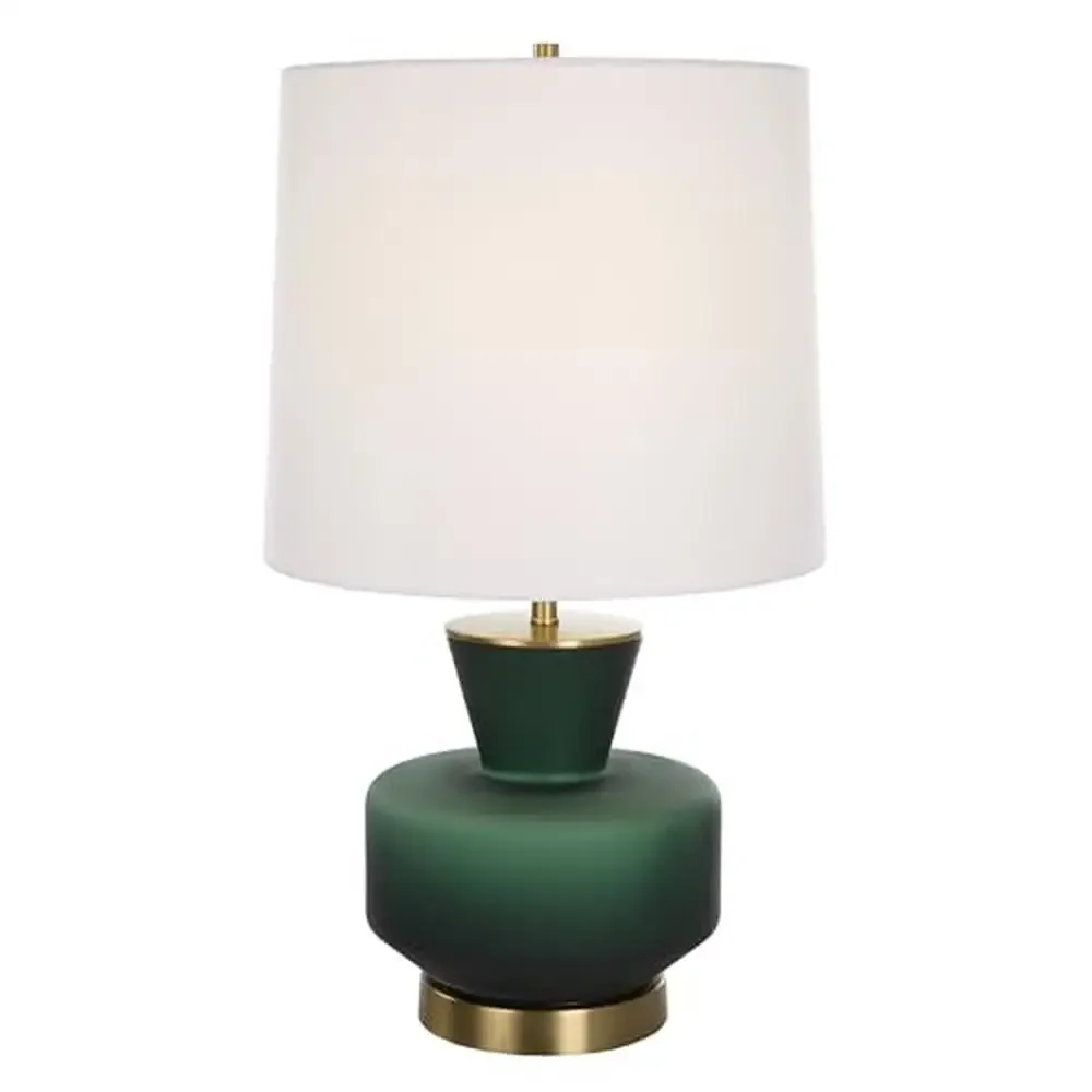 Emerald Green Glass Table Lamp Antiqued Brass Finish 28