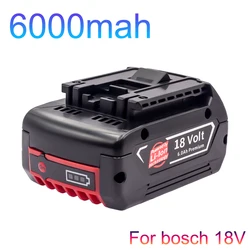 18V 6.0A Rechargeable Li-ion Battery For Bosch 18V Power tool Backup 6000mah Portable Replacement BAT609 Indicator light