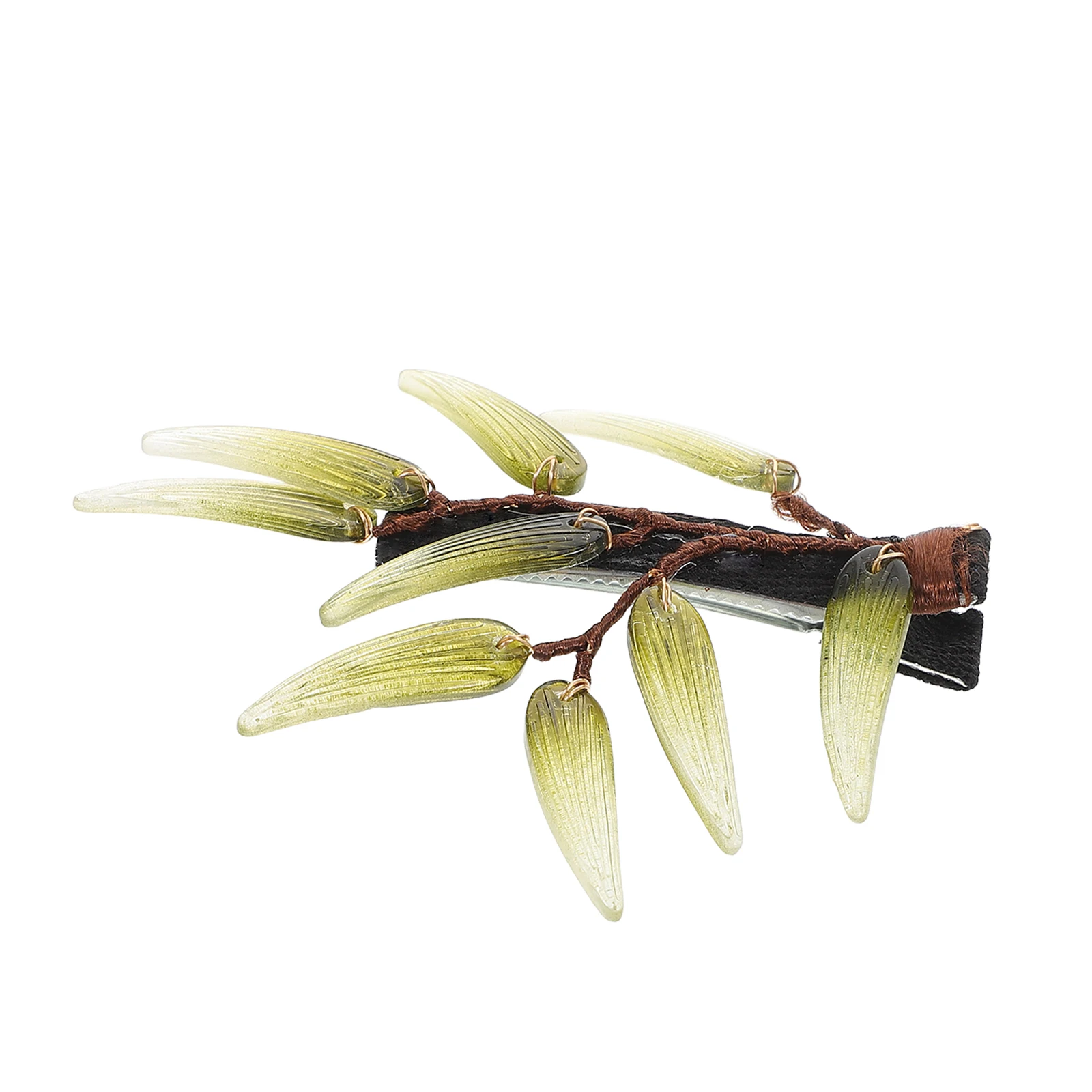 

Simulated Bamboo Leaf Hair Clips Cute Barrette for Women Dark Green Vintage Accessories Lightweight Portable Resin Plastic Side