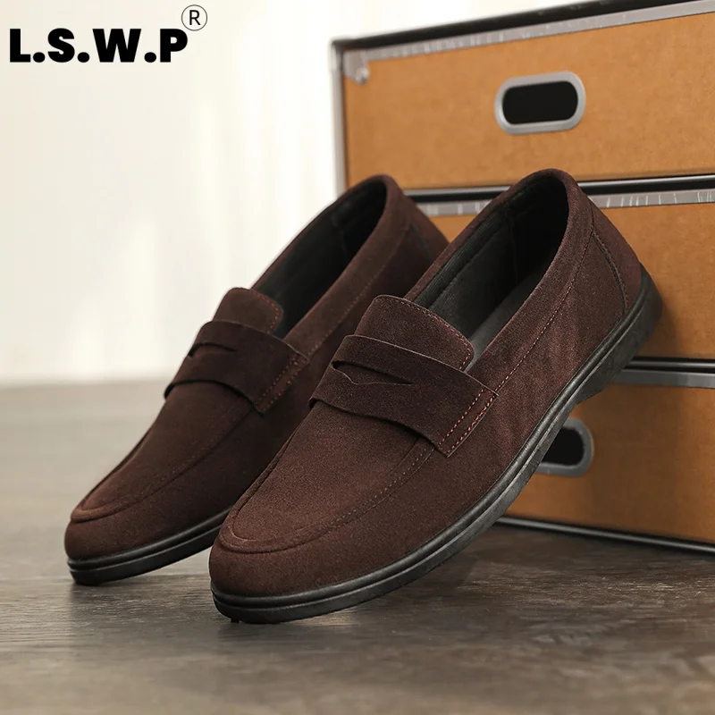 Men's Casual Sneakers, Men's Retro Suede Loafers, Slip-On Penny Leather Shoes, Lightweight Soft-Soled Daily Commuter Casual Men's Shoes