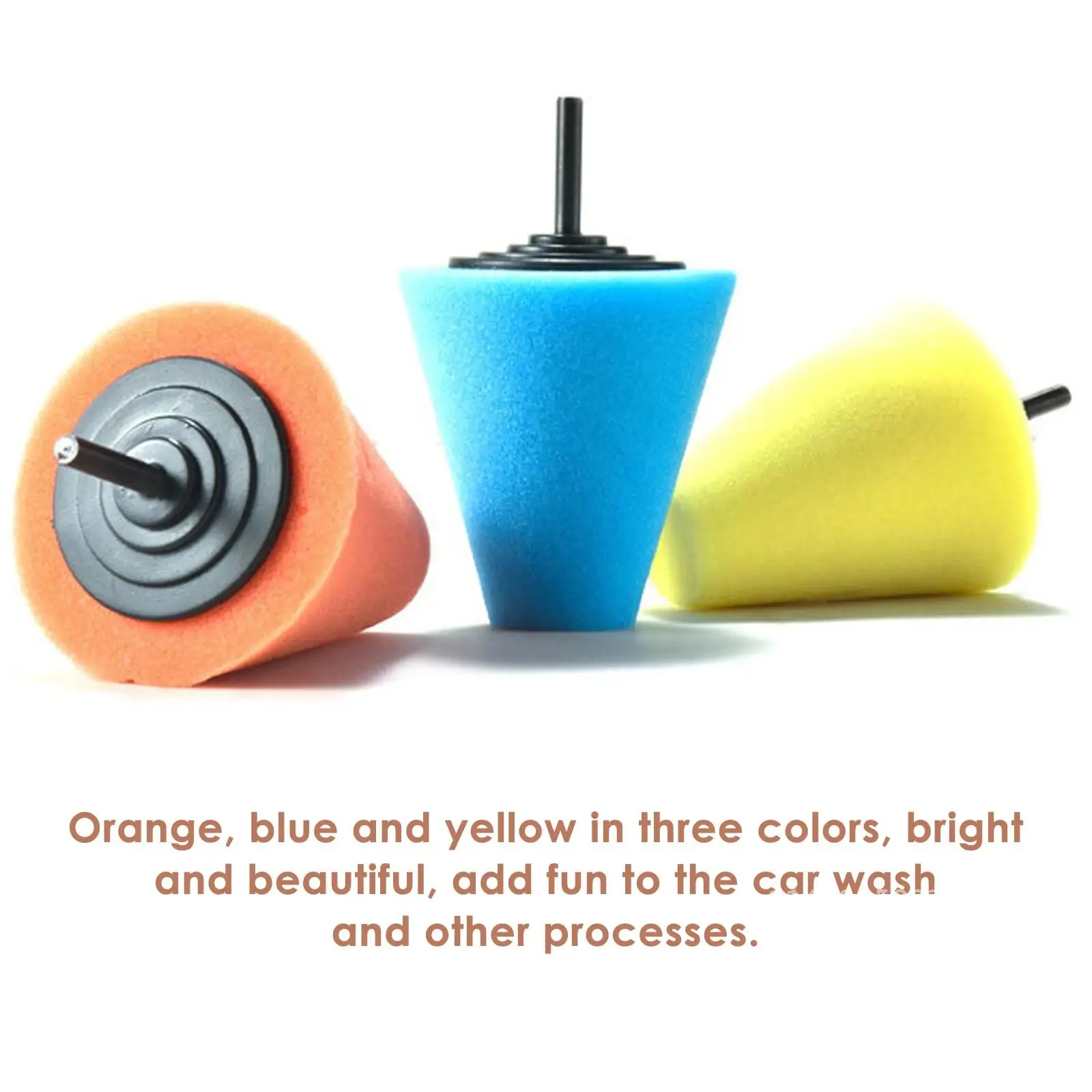 3PCS Car Polishing Kit Car Polish Cone Set Sponge Pads Polishing Wheel Polisher Buffer Waxing Tool Kit Wheel Hub Cleaning Tool