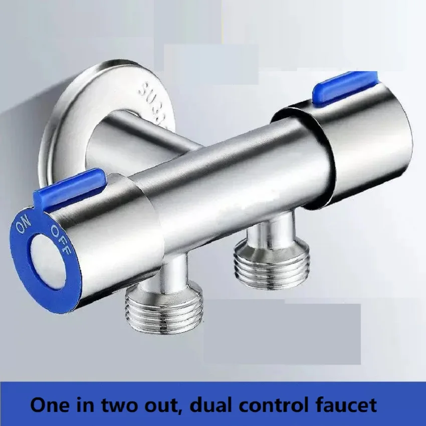 Bathroom 1 in 2 out Washing Machine Faucet Quick Opening Triangle Valve Faucet Accessory G1/2 Threaded Water Inlet