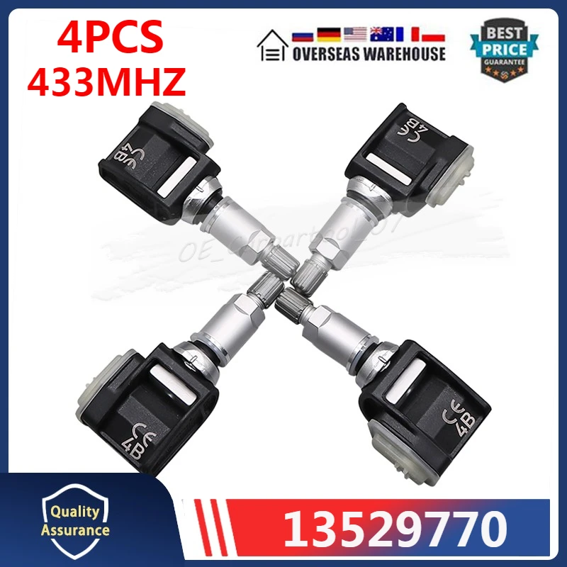 

13529770 13593957 TPMS 433MHZ For 2020 Cadillac CT4-V CT5-V 2021-2027 Chevrolet Corvette (C8) Tire Pressure Monitor Sensor 4PCS