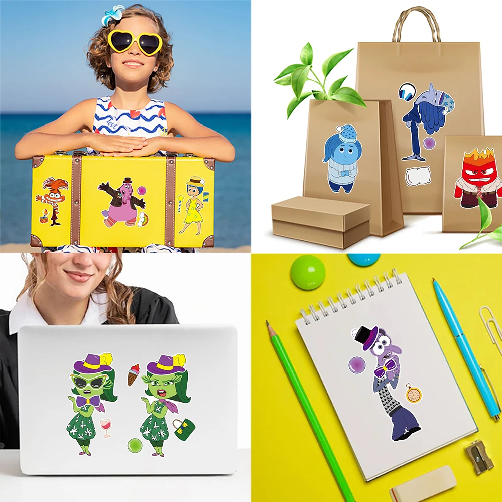 8/16 fogli Disney Inside Out Fantasy Animated Puzzle Sticker telefono fai da te Laptop bagagli Skateboard Graffiti decalcomanie divertimento per il regalo