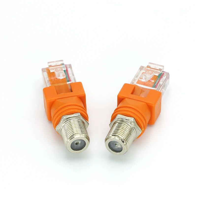 2pcs F TV Female Jack to RJ45 Male Plug Coaxial Coax Barrel Coupler Adapter RJ45 to RF Connector