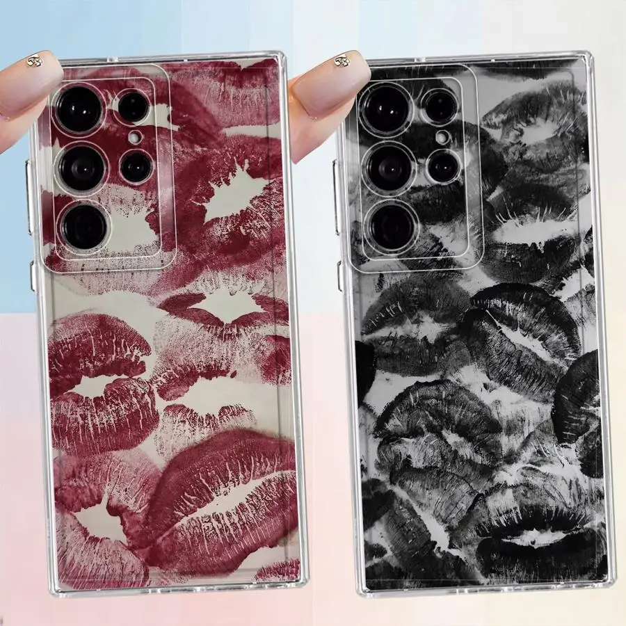 Lip Kiss Case for Samsung Galaxy S26 S24 S23 Ultra Note 20 Ultra 10 S22 FE S21 S20 Plus S25 Edge Phone Cover