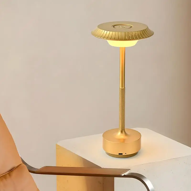 

Desk Touch Lamp Lightweight Rechargeable Vintage Desk Lamp Retro UFO 3 Modes Adjustable For Bed Bedroom Kids Living Room Home