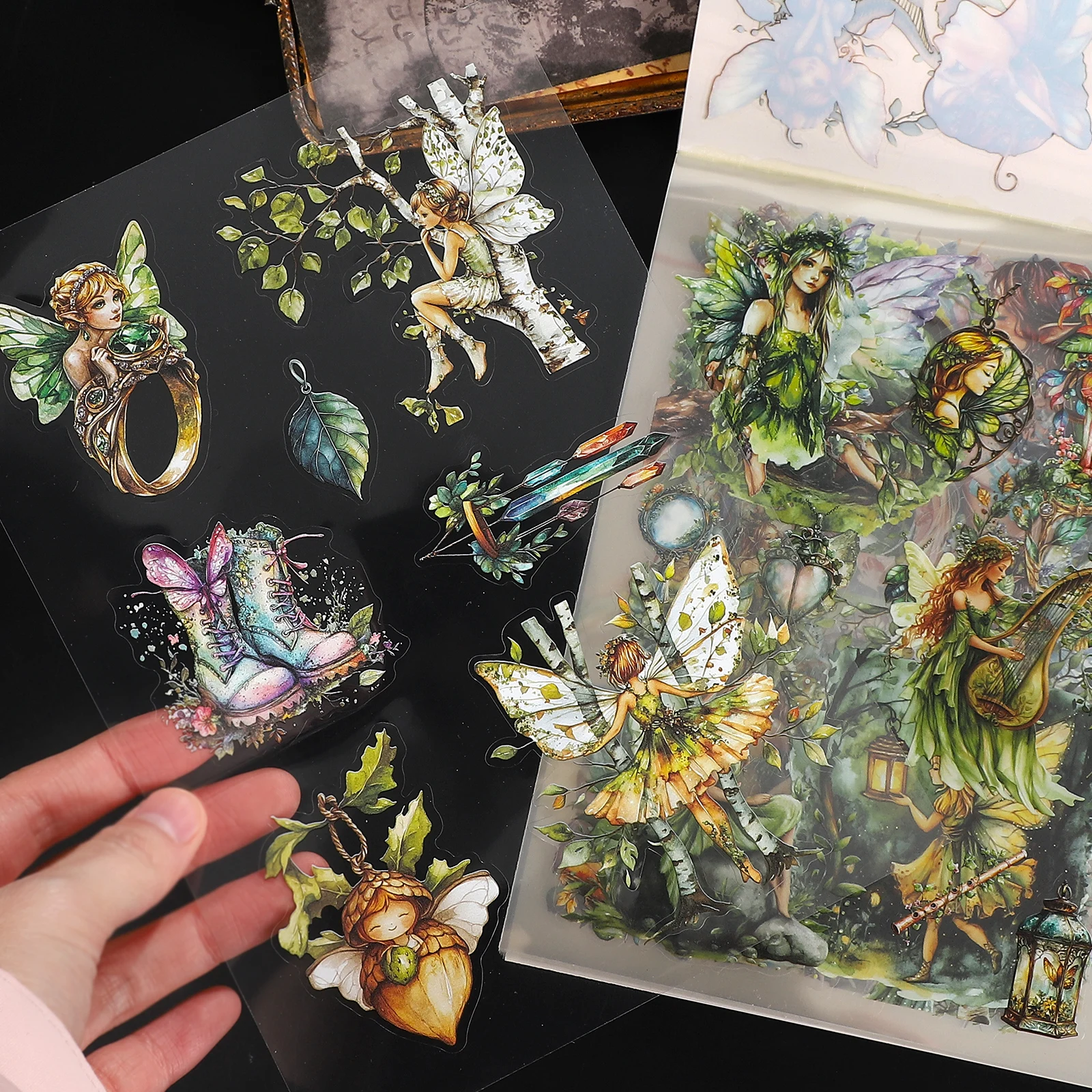 

Vintage Fairy Tale Forest Plant Elf Butterfly Landscape PET Sticker Book Creative DIY Journal Material Collage Stationery