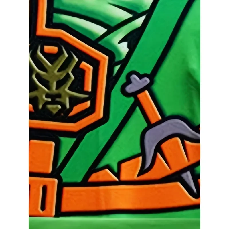 Boys Japanese Ninja Onesie Play Costume Printed Green Cartoon Anime Mask Costume Japanese Samurai Fork Halloween Dress Up Party