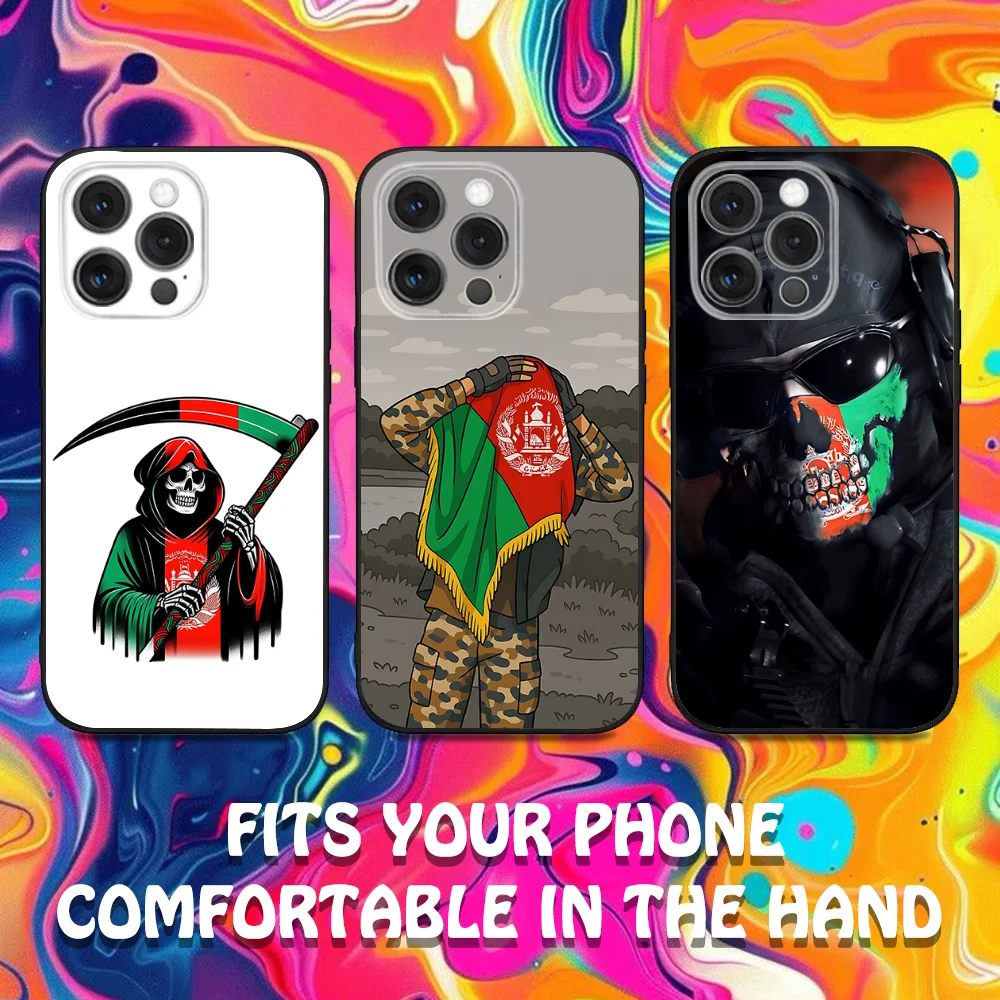 

Flag of Afghanistan Phone Case For iPhone 16,15,14,13,12,11,Pro,Max,Plus,X,XS,XR,SE,8,7,Mini,Soft Silicone Black Case