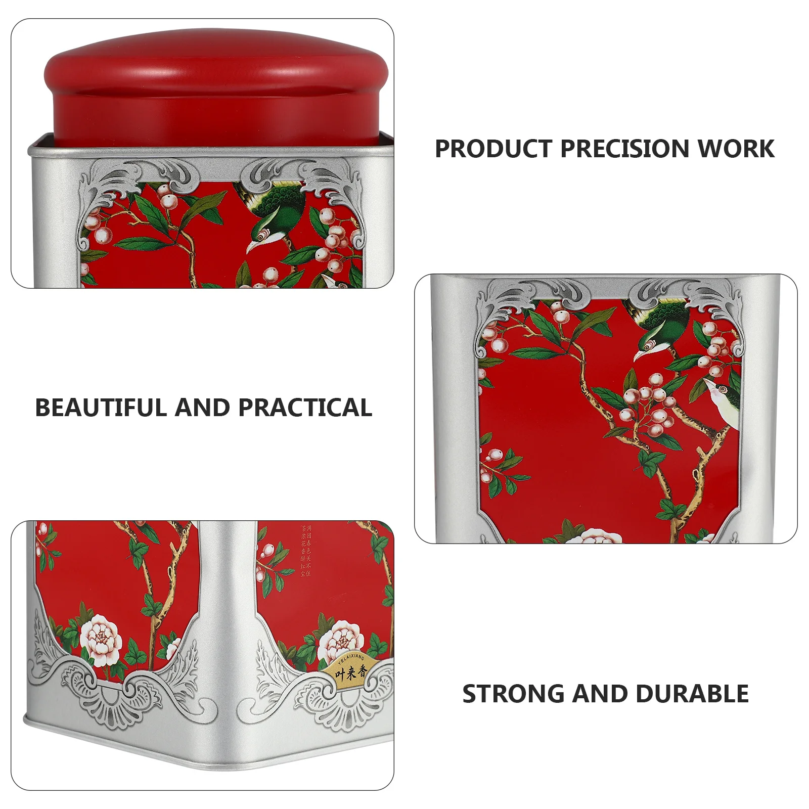 

Square Sealed Tea Tin Container For Loose Leaf Tea Storage Candy Coffee Snacks Airtight Tinplate Canister Jar Home