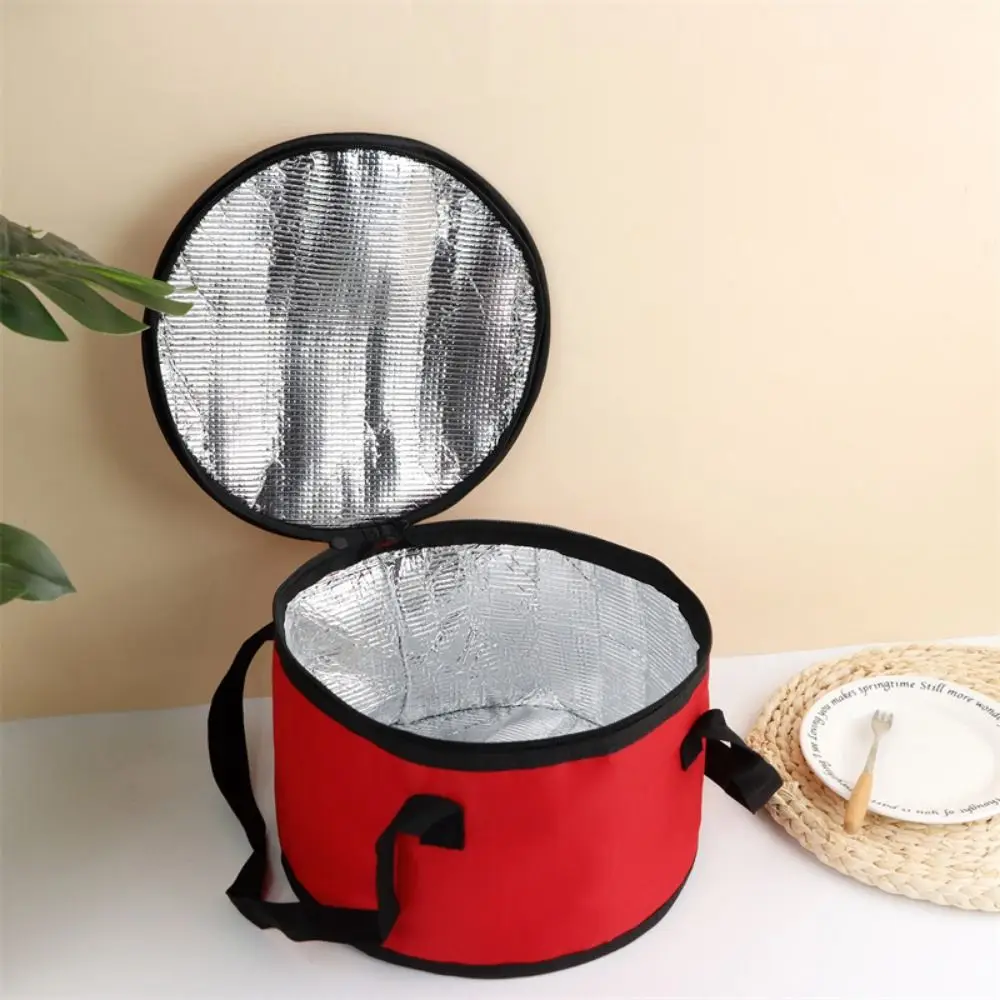 Round Thermal Pie Carrier Portable Handle Insulated Lunch Bag Large Capacity Reusable Casserole Food Tote Bag Food Delivery