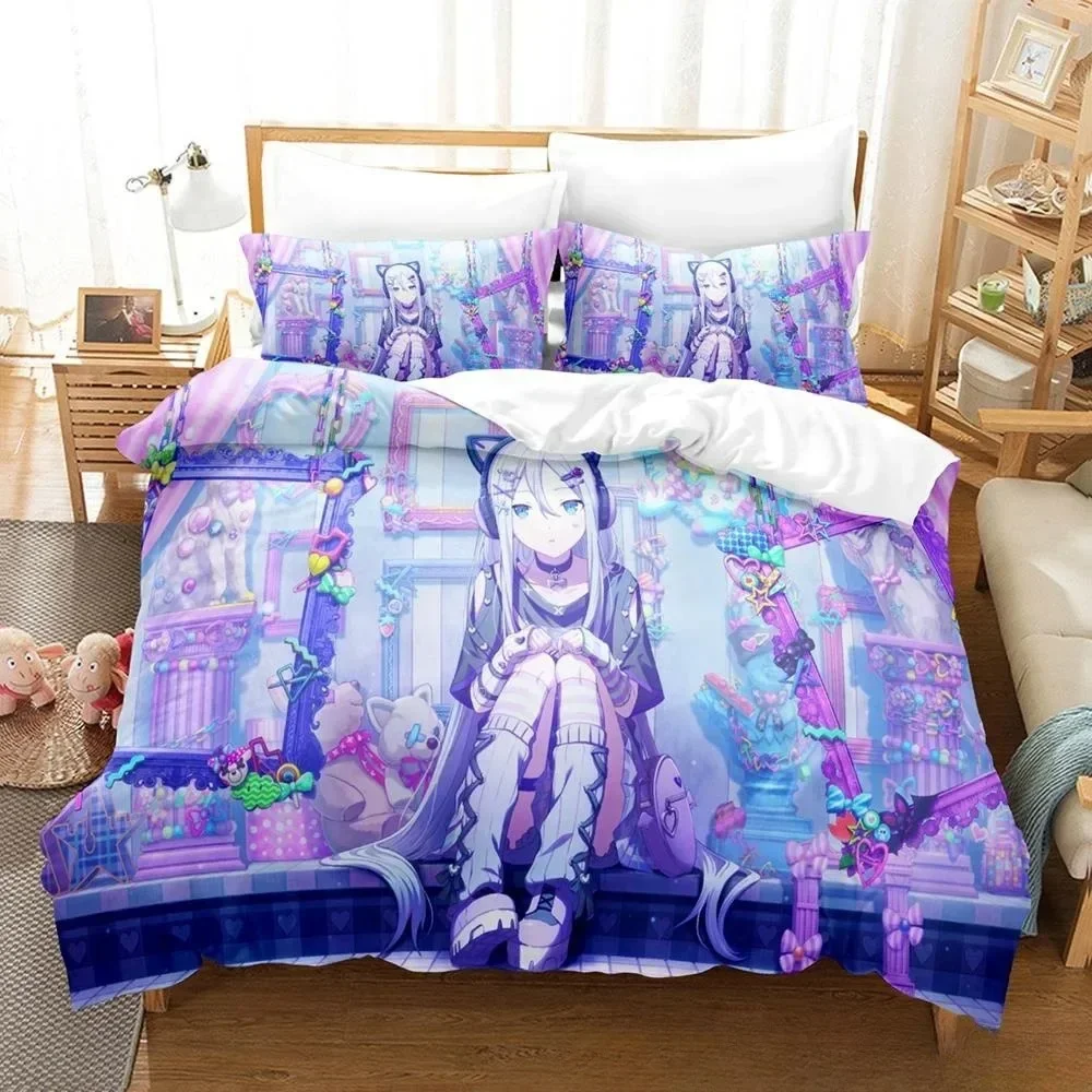 3D Gedruckt Anime Kawaii Mädchen Yoisaki Kanade Bettwäsche Set Cartoon drei-stück set Erwachsene Kind Schlafzimmer Bettbezug Set hause Textilien