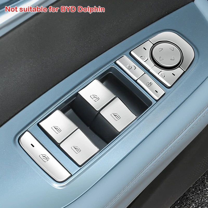 

For BYD Seagull Dolphin Mini Surf Car Door Window Control Panel Button Stickers Stainless Steel Lifting Panel Protective Patch