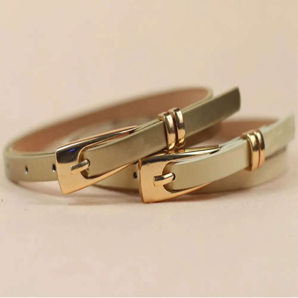 Ceinture en cuir PU pour femmes, bretelles simples, multicolore, couleur bonbon, pour filles, taille étroite et fine