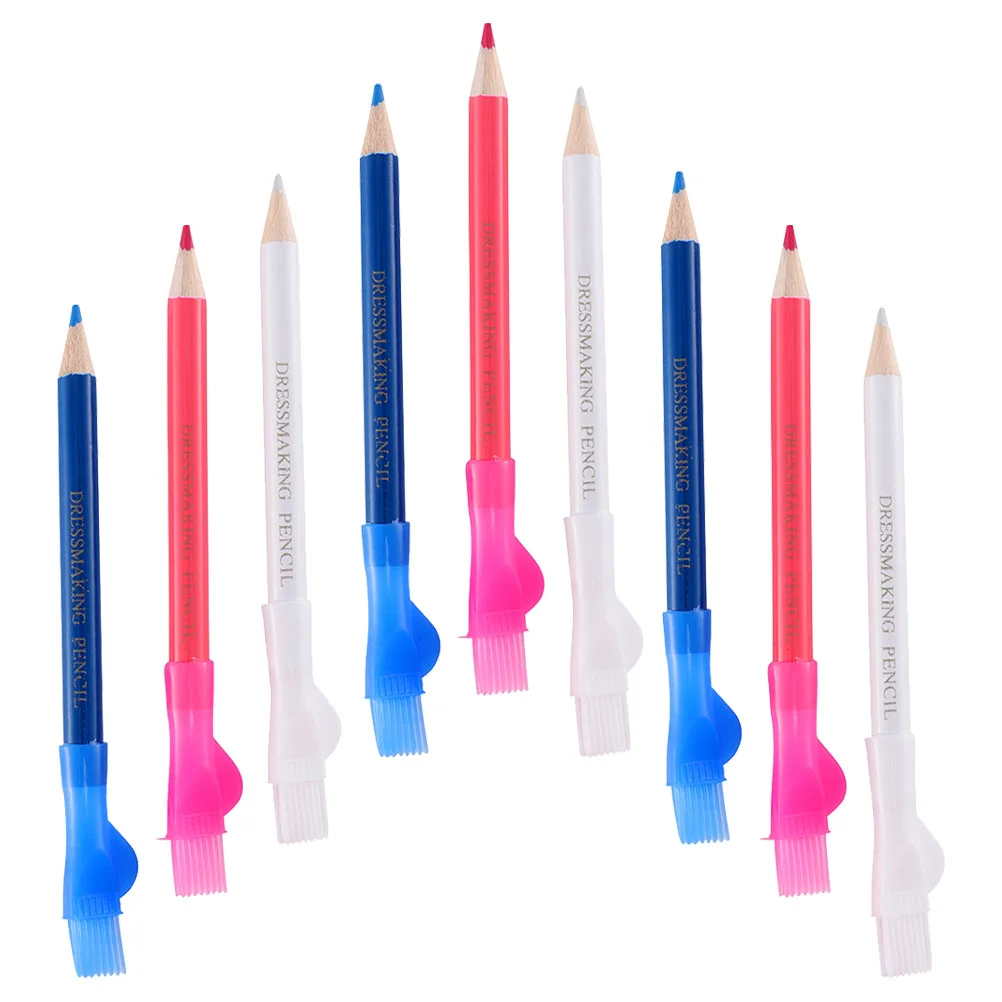 9 Pcs Coloured Pencils Tailor Sewing Marker Pens Chalk Tricolor Pencils for Work Tailors Supplies Fabric Marking Fabrics