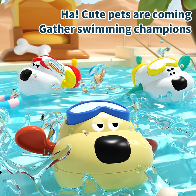 Children's Bath Time Fun Spring Winding Toy Water-loving Dogs Monkey Bathroom Plaything Interactive Bathtub Toy For Kids