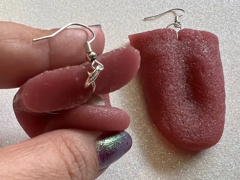 Realistic Tongue & Tongue with Pill Earrings: Halloween, Scary, Toys Turned Earrings, Gifts for Her/Him/Them