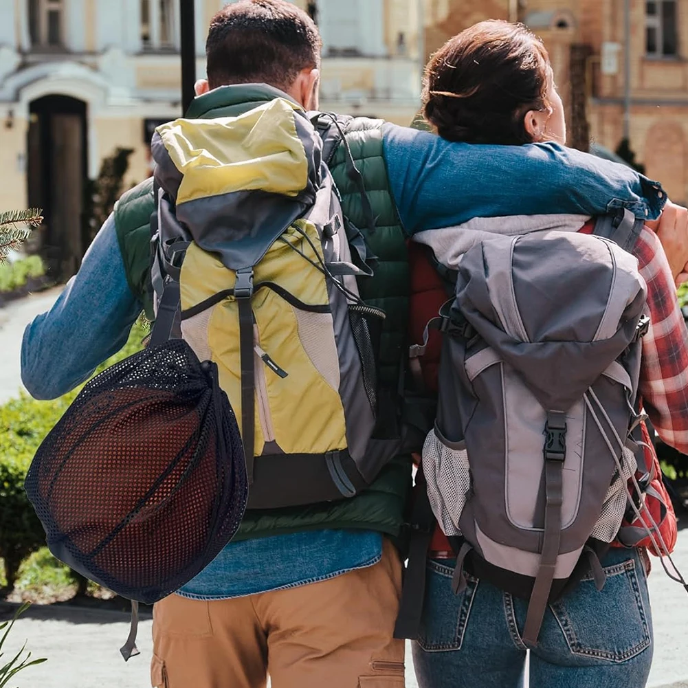 

Сумка для хранения мячей с зажимом, сетчатая сумка для переноски с карманом на молнии, сумка на шнурке для баскетбола, футбола, волейбола, футбола