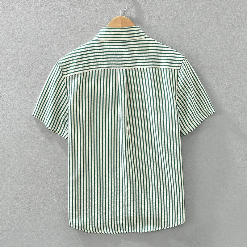 2024 Summer New Fashion Striped Short Sleeve Shirt for Men Loose Casual Shirt Designer Clothes Men