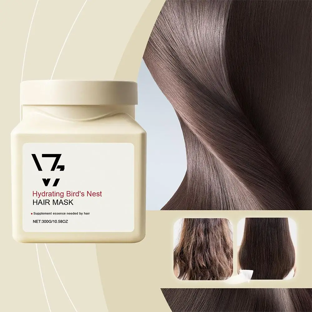 V7 Pelo de Nido de Pájaro de curado con agua: repara el cabello seco, rotura el cabello dañado antifrizz, tratamiento al vapor, reduce el gratis G6r1