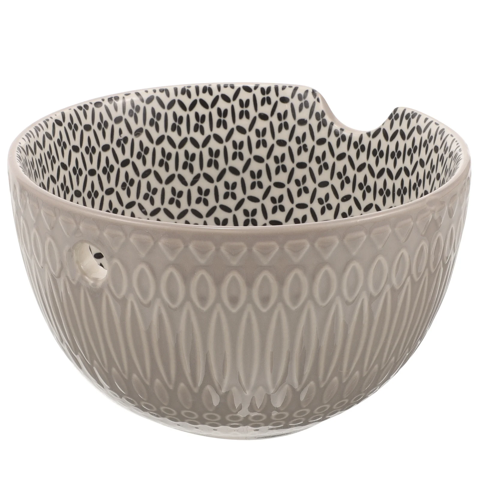 Cuenco de hilo de cerámica, soporte para gancho de ganchillo, organizador de almacenamiento de tejido de superficie lisa, contenedor de lana multifuncional para artesanía