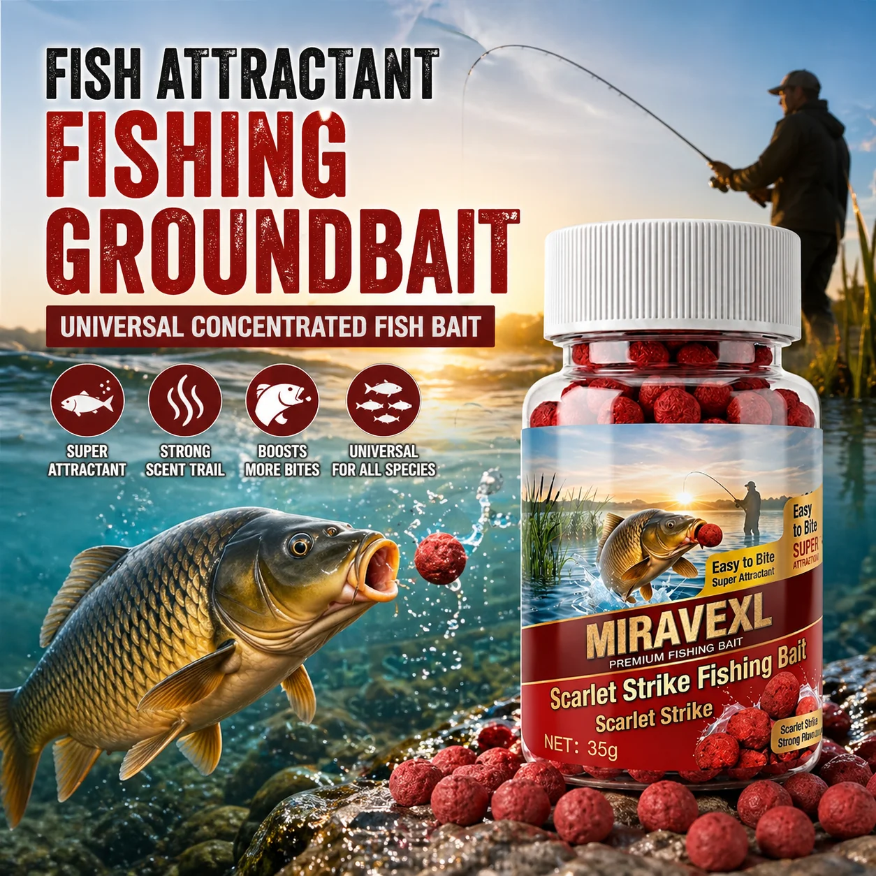 Fischlockmittel Angelköder Universelles Konzentriertes Fischfutter Angelköder Aquatisches Futter für Barsch- und Karpfenangeln