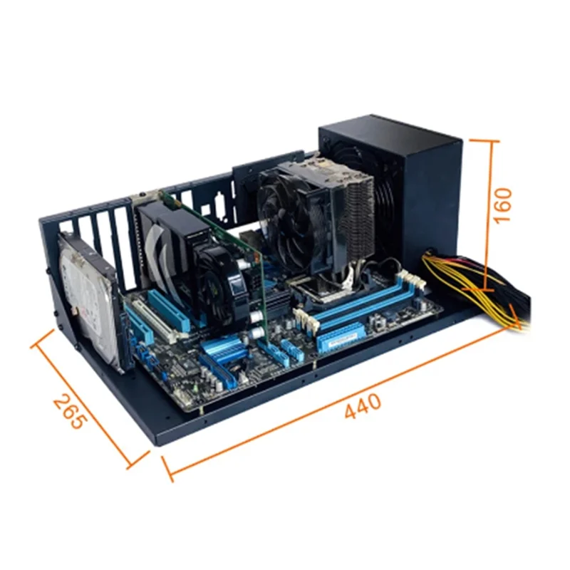 AT12 هيكل الكمبيوتر المفتوح خادم ثنائي الاتجاه E-ATX/ATX اللوحة الأم قوس اختبار الرف رف تبريد مفتوح