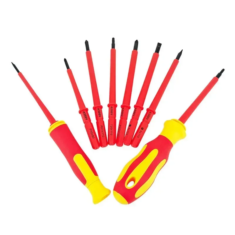 10Pcs Screwdriver Kit Set Insulated Interchangeable Blade Insulated 500V Home Hand and Professional Use Anti Electric Tools