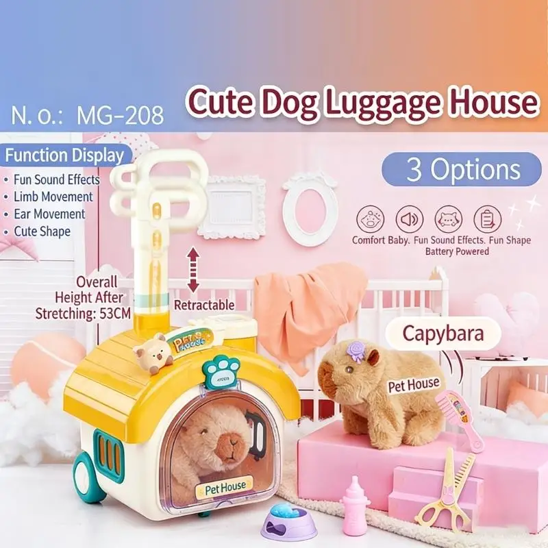   Moving Plush Toy Animals In A Colorful Pull Behind Suitcase Play Set for Child