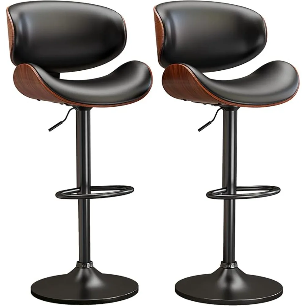 

Swivel Bar Stools Set of 2 for Kitchen Counter, Adjustable Bentwood Barstools, Modern PU Leather Upholstered Bar Chair