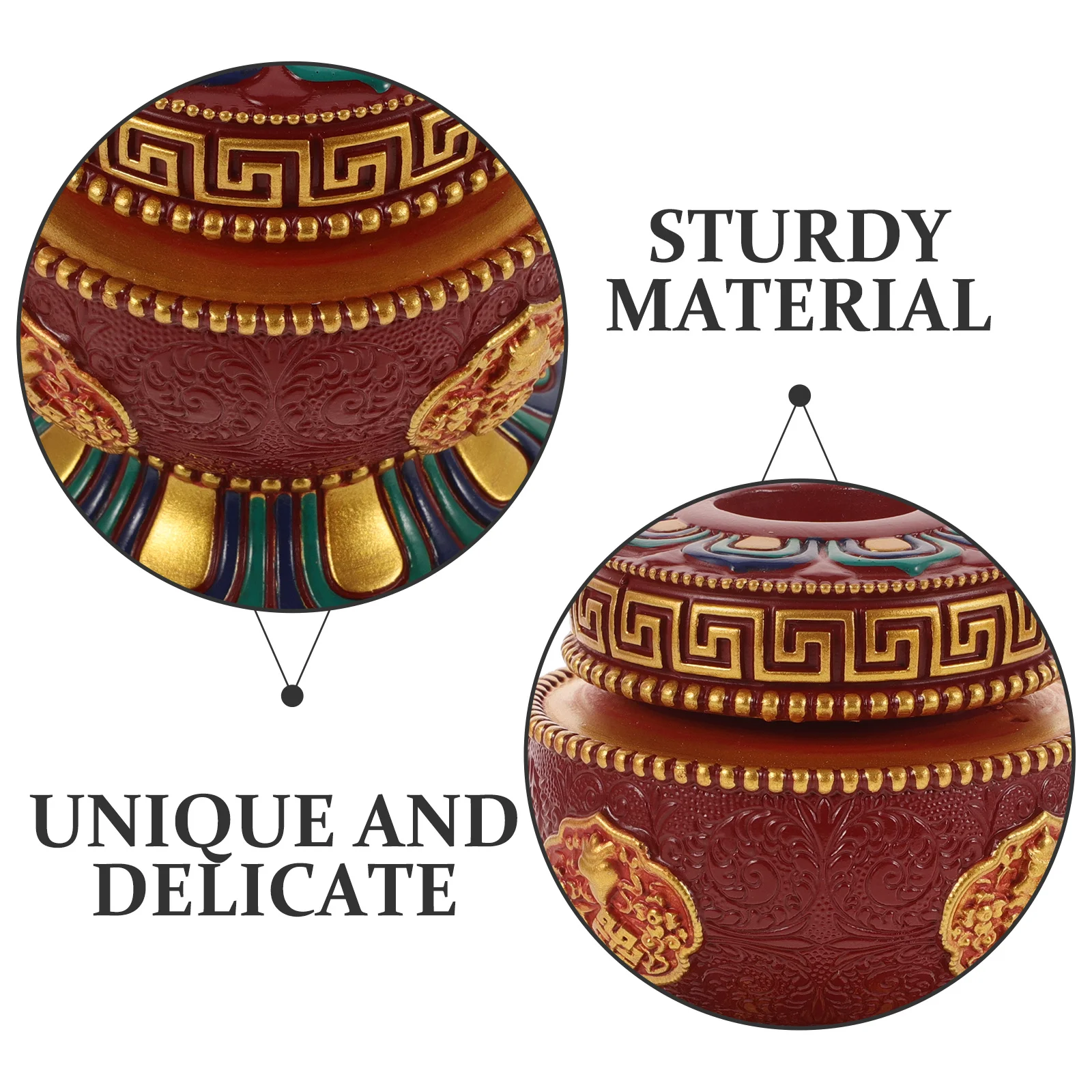 

Lotus Base Decorative Resin Prayer Wheel Stand Vintage Style Tibetan Decoration Hand Held Holder Stable Fixing Base