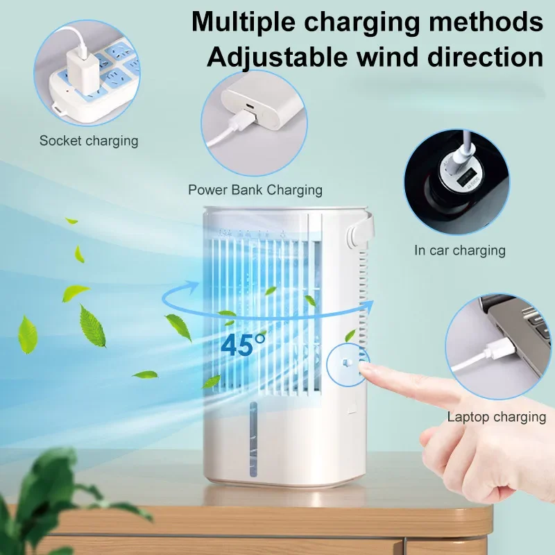 2024  NEW  Portable 900ML USB Night Light Timed Air Cooler Mini Air Conditioning Air Cooler Fan Humidifier For Home  Office