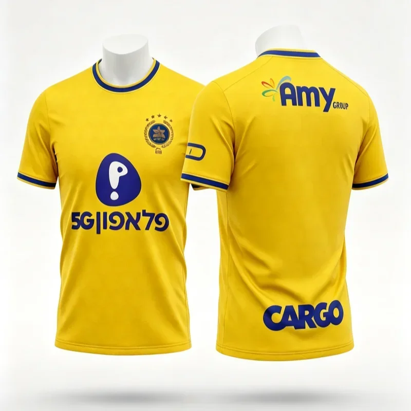 2027 New Maccabi Tel Aviv Football Jersey Summer 3D Printed Quick Drying Sports Short Sleeved T-shirt Parent Child Clothing