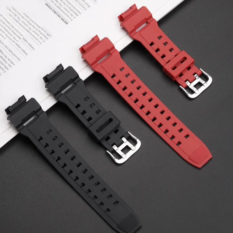 Silicone rubber watchstrap For CASIO G-shock G-9200/GW-9400/9300 GW-9200 GW-9110 Convex joint black red resin watchband Bracelet