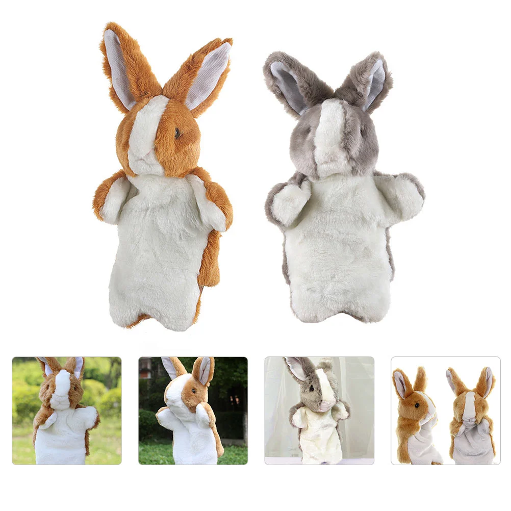 2 Pcs Plush Rabbit Hand Puppet Cartoon Cosplay Kid Toy Short Interactive Toys Kids Creative