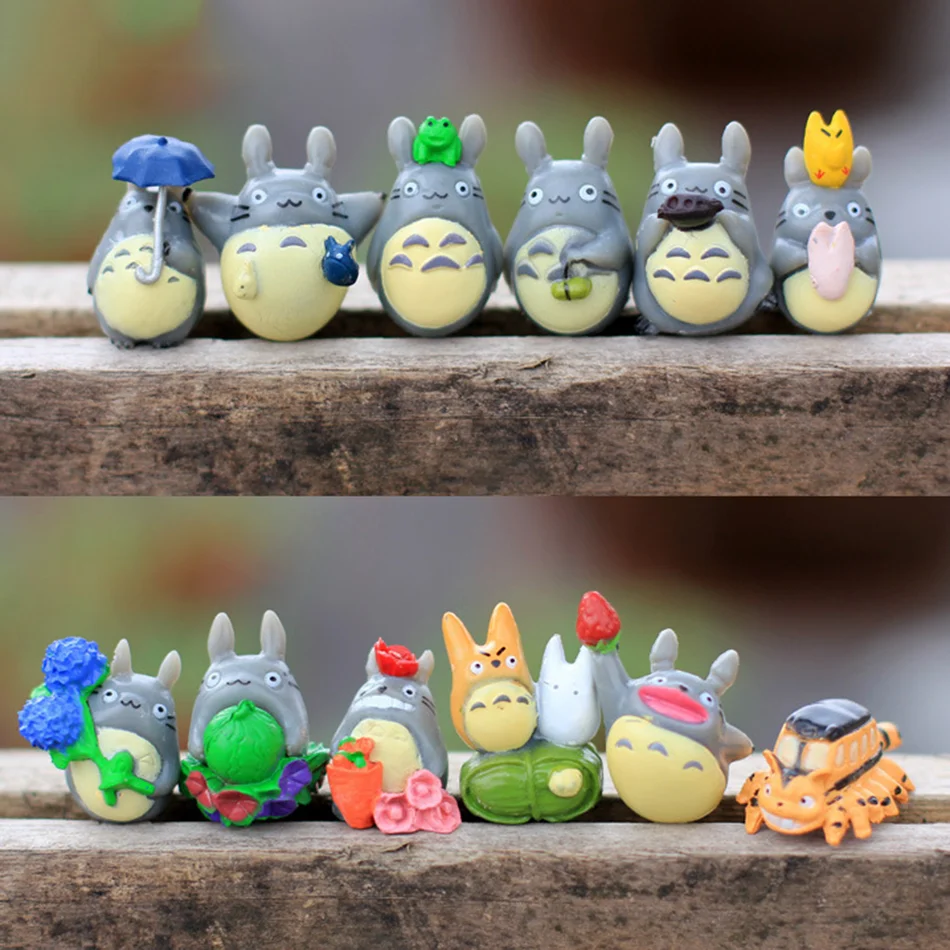 12 pz Anime Miyazaki Hayao Serie Totoro Figura Mini Statua Giocattoli Svegli Camera Ornamenti Figure In Pvc Giocattolo Regali Per Bambini Da Collezione