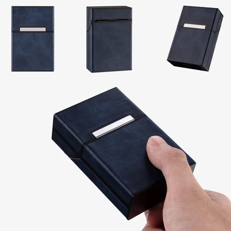 4 Colors Smooth Leather Cigarette Case Box Holder for Woman Men Cigarette Pouch Smoking Accessories