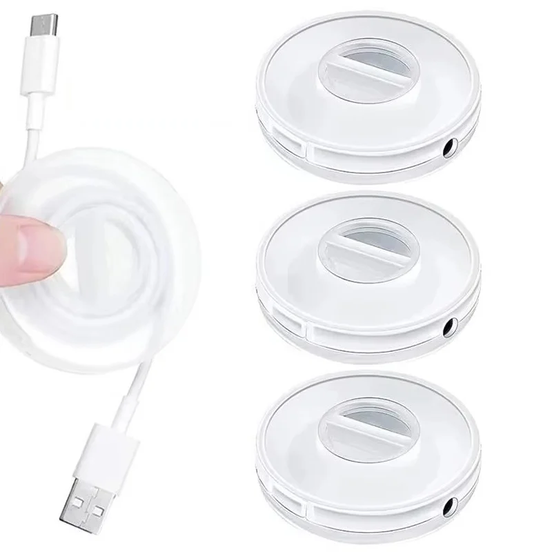 1/2/3pcs Portable Charger Cord Holder Round Storage Cable Winder Retractable Cable Management Flexible USB Wire Cord Organizer