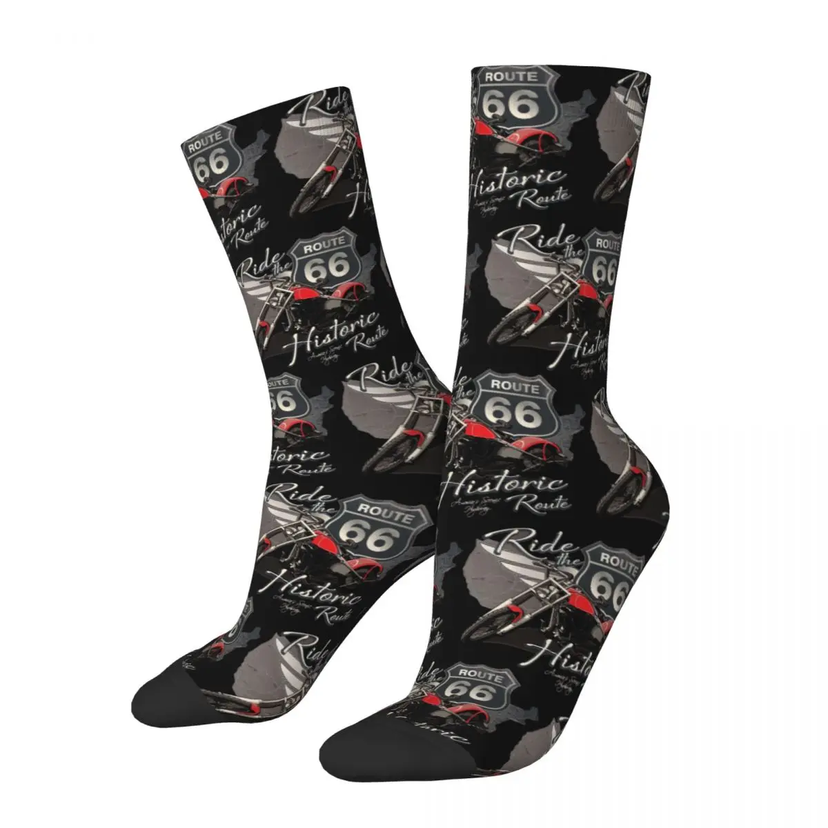 Motorcycle Ride Historic Route 66 Socks Travel 3D Print Boy Girls Mid-calf Sock