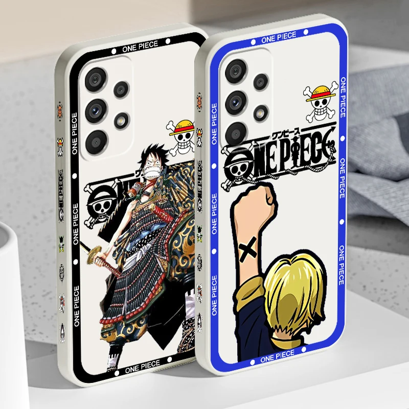 One P-Piece D. L-Luffy Art Liquid Left Rope For Samsung A53 A52 S A33 A32 A51 A71 A21S A13 A73 A50 A72 A23 A12 5G Cover