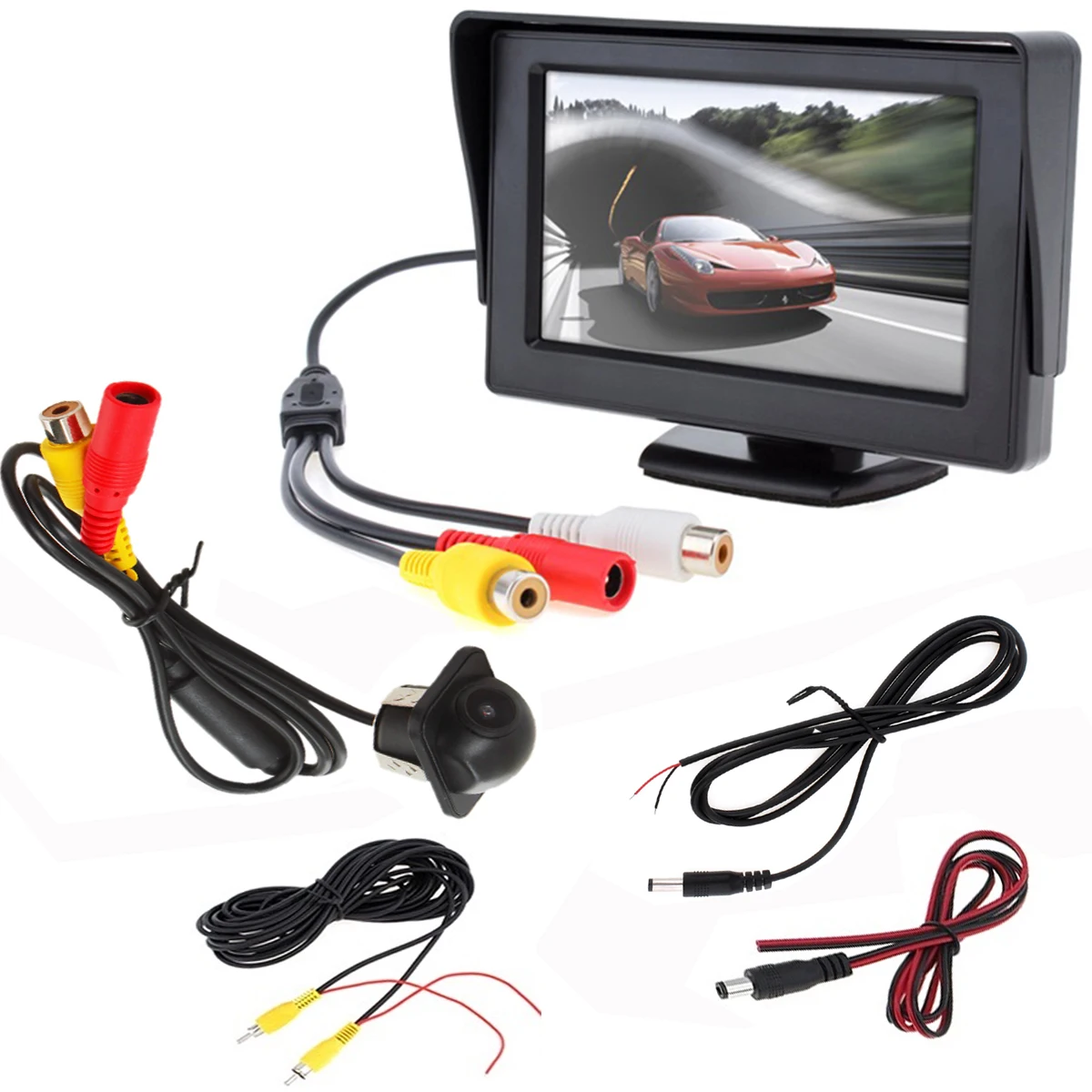 4.3 Inch HD 480 x 234 Resolution 2 Channel Video Input TFT LCD Car Monitor + 170 Wide Angle 420 TV Lines Car Rear View Camera