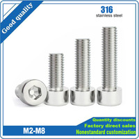 3/25Pcs GB70.1 316 A4-70 Stainless Steel M2 M2.5 M3 M4 M5 M6 M8 Hexagon Hex Socket Smooth Cap Head Allen Screw Bolt L=4~50mm