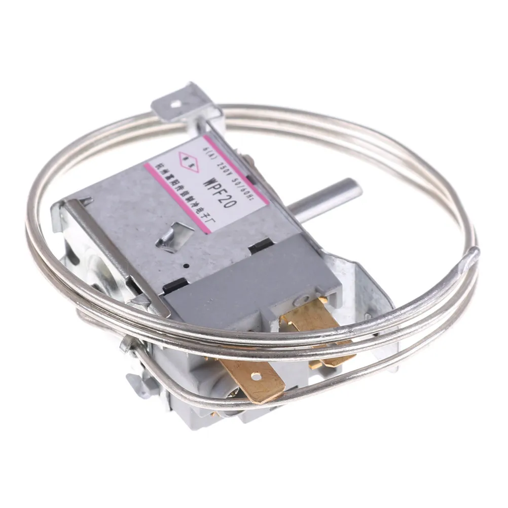 1PCS AC 220V 6A 2 Pin WPF-20 Terminals Freezer Refrigerator Thermostat with Metal Cord