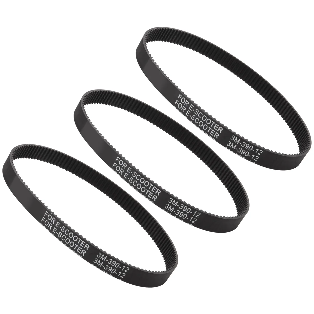 3Pcs 3M-390-12 Drive Belt Durable Thickened Rubber Drive Belt Accessories for Electric Bike E-Bike Scooter Motorcycle