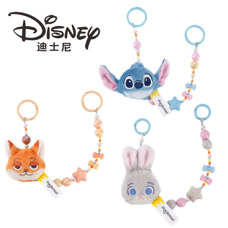 

Disney Plush Keychain Macaron Beaded Lilo Stitch Zootopia Judy Hopps Nick Wilde Charm For Bag Purse Backpack Kids Gift
